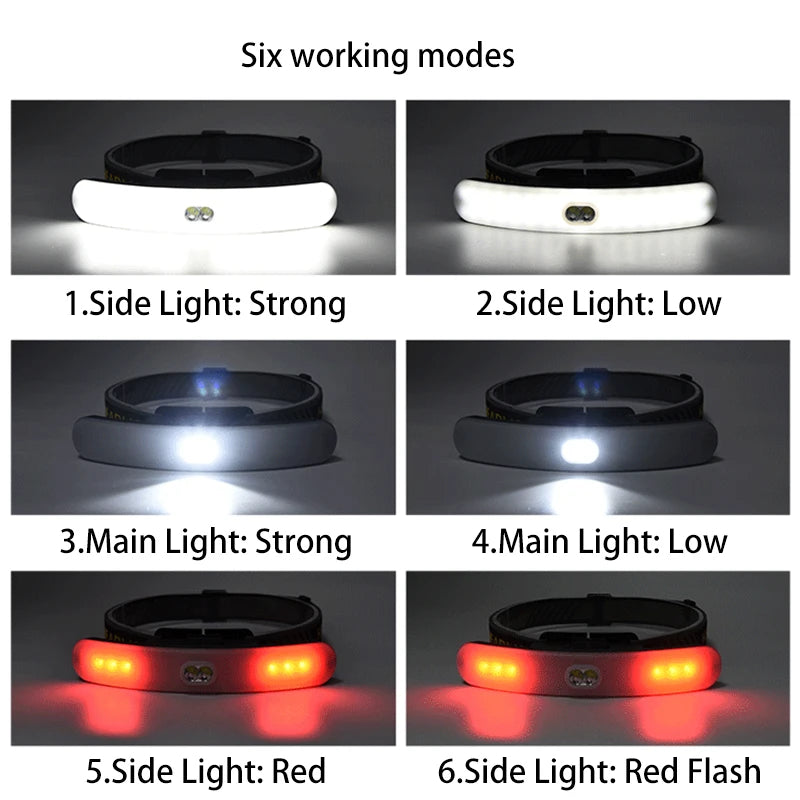 lampe frontale led rechargeable ruban ajustable mode moderne pêche camping randonnéeurgence