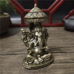 statue ganesha dorée résine ornements complexes décoration intérieure artisanale traditionnelle bouddhiste éléphant multiple bras