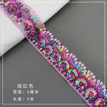 ruban décoratif fleuri sequins rose noir vert élégant mariage festif