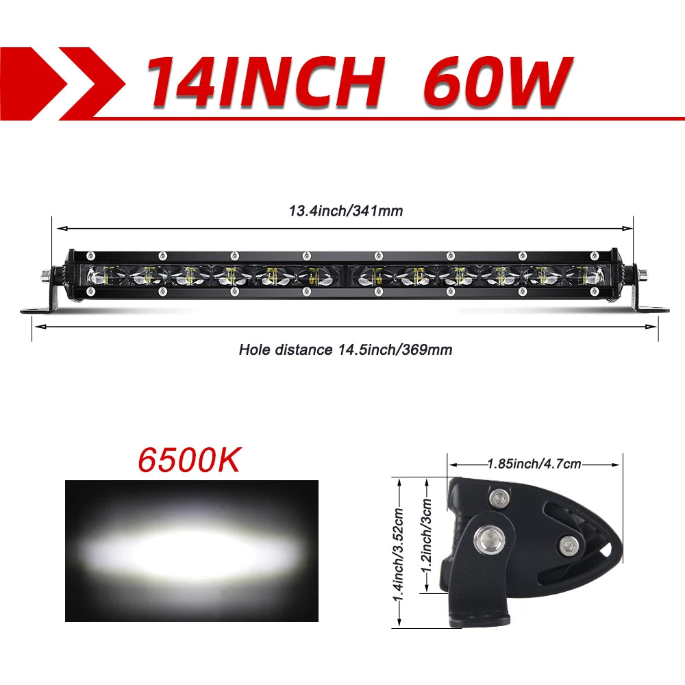 barre led noire moderne 30w 240w ip68 clips vis câbles combo 50inch