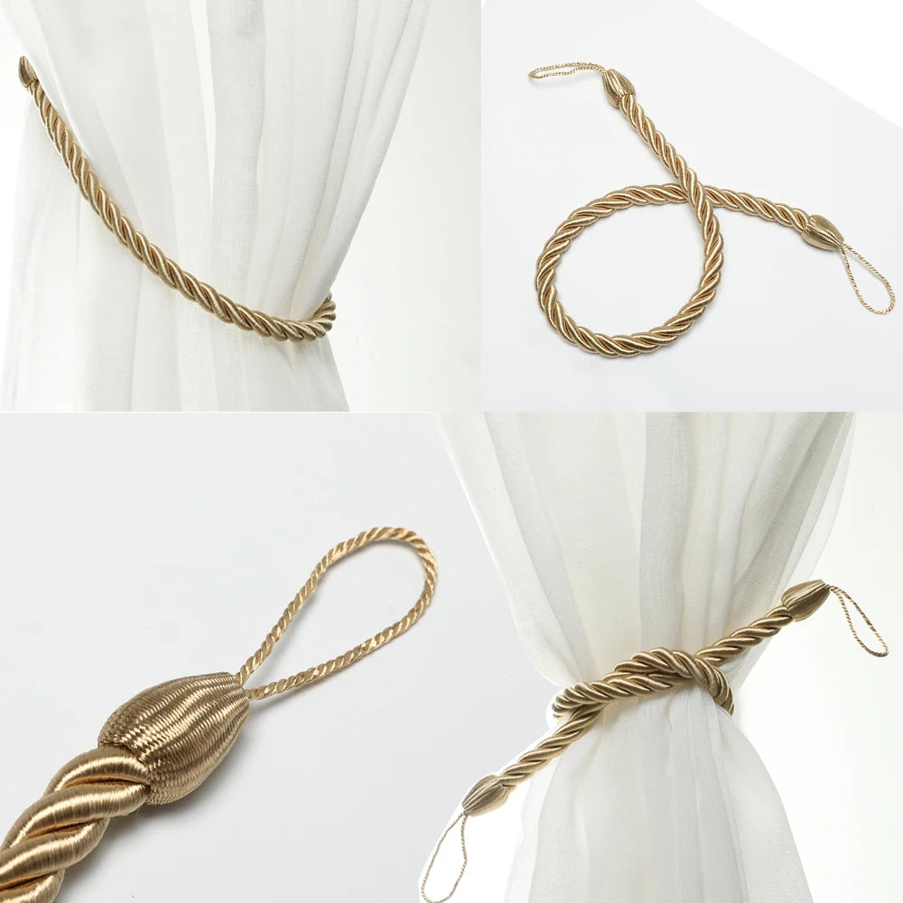 corde rideaux torsadée moderne beige blanc doré 70cm 55g polyester