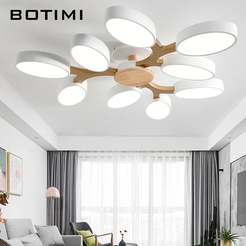 plafonnier moderne blanc bois éclairage led surface montée flux lumineux 249 2000 mètres carrés
