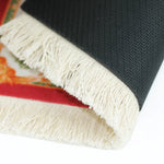 tapis floral orné anti dérapant rouge blanc vert bleu noir tissu caoutchouc