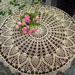 couvre table crocheté motif floral taille 70cm 80cm 90cm couleur beige clair noir traditionnel