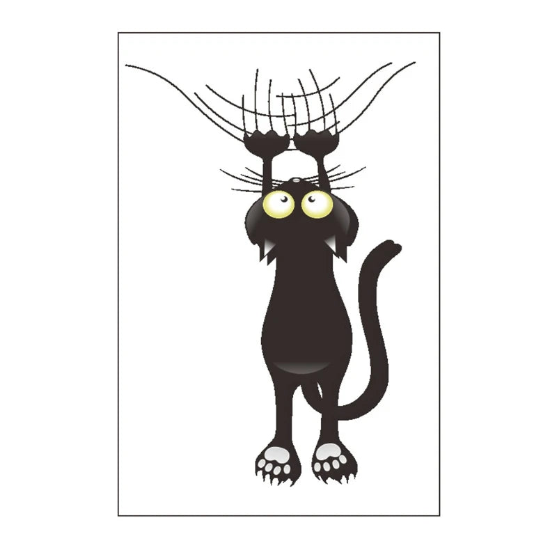 autocollant mural pvc opacité noir chat cartoon dessin animé décoration chambre salon unique graphique
