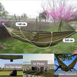 hamac vert olive pratique moustiquaire cordelettes carabiners sac rangementextérieur léger camping
