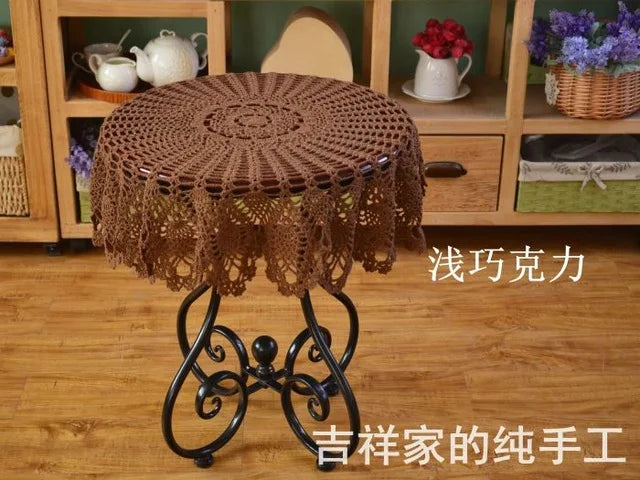 serviette table coton crocheté motif floral traditionnelle maison table manger blanc cassé