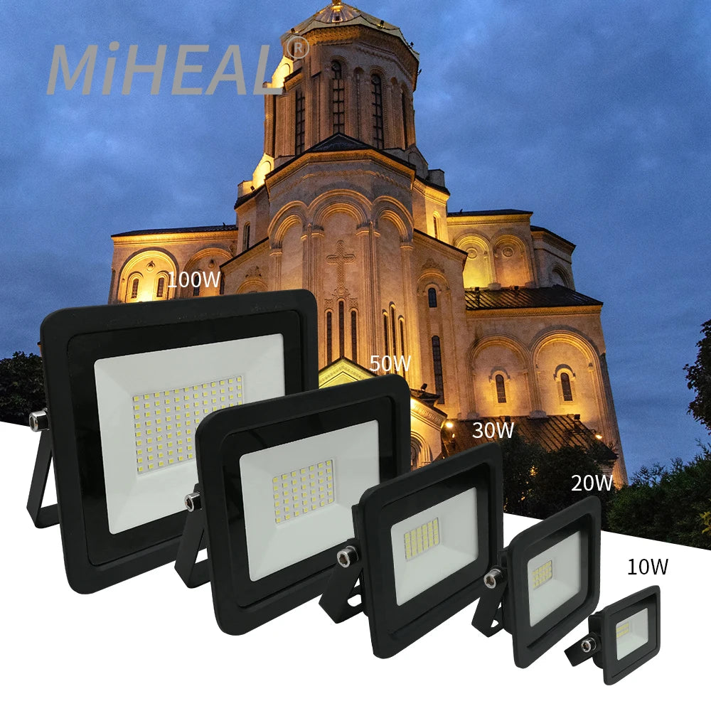 projecteur led industriel 110v 220v noir moderne certifié ip68 sécurité extérieure