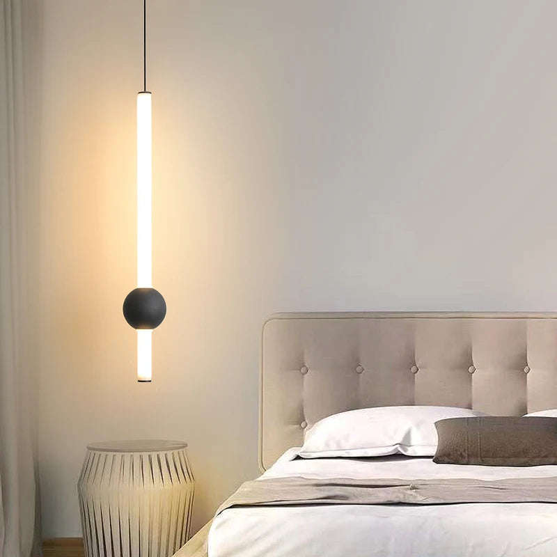 lampe suspendue moderne ampoule led noir blanche sphère lumineuse minimaliste chambre coucherDecoration