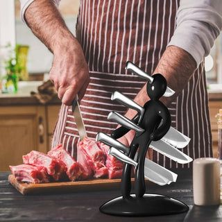 porte couteaux forme homme rouge noir couteaux emplacements cuisine décorative humoristique contemporaine