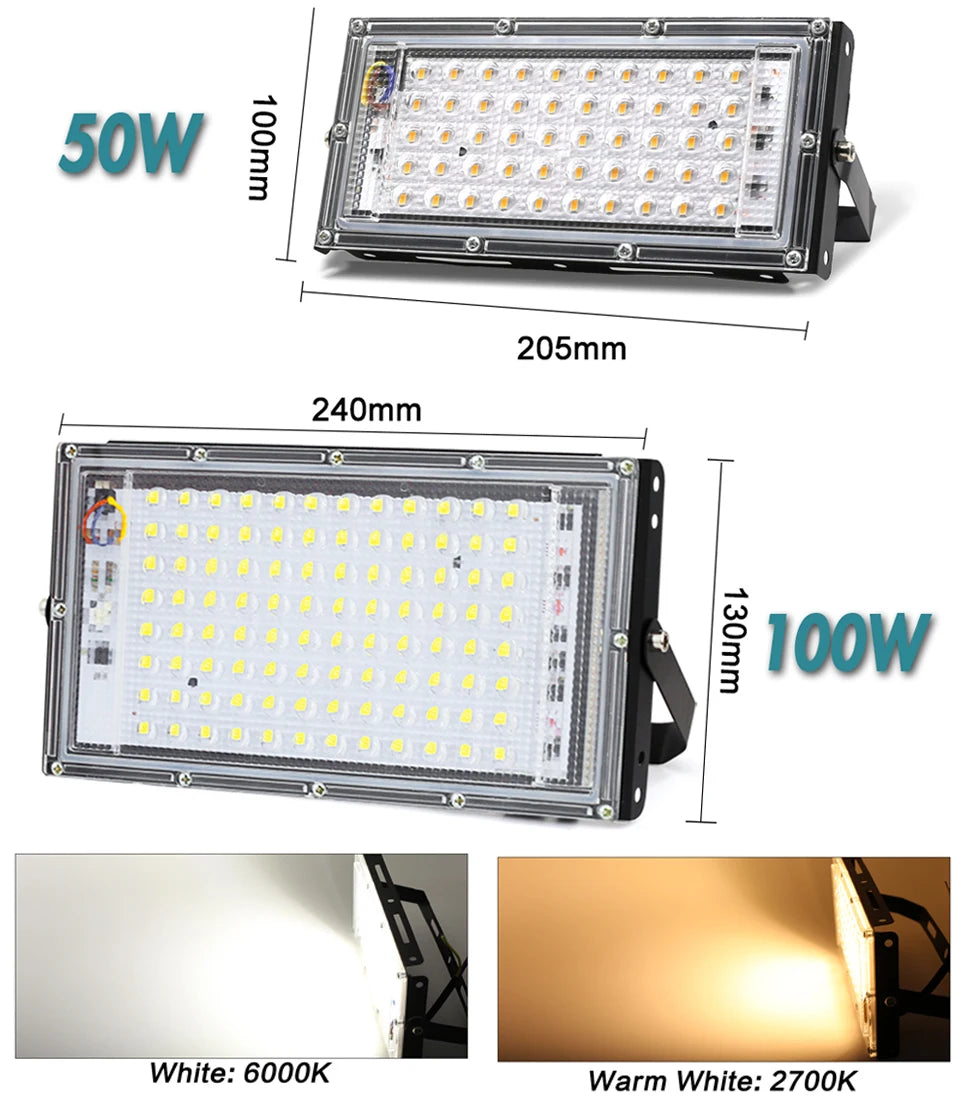 projecteur led 100w 50w noir moderne ip65 extérieur intérieur 220v