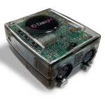 contrôleur dmx transparent noir circuit imprimé câble xlr carte mémoire câble usb technologie