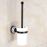 accessoires salle bain noir blanc motif floral classique porte serviettes papier toilette porte savon