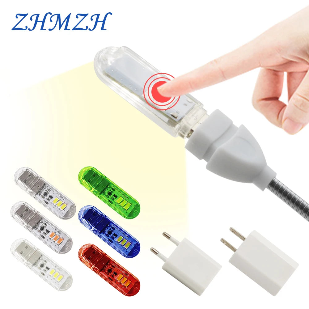 lampe led rechargeable moderne adhésive rouge bleu vert blanc transparent usb tactile