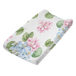 housse matelas langer coton feuilles tropicales moderne vert rose bleu blanc