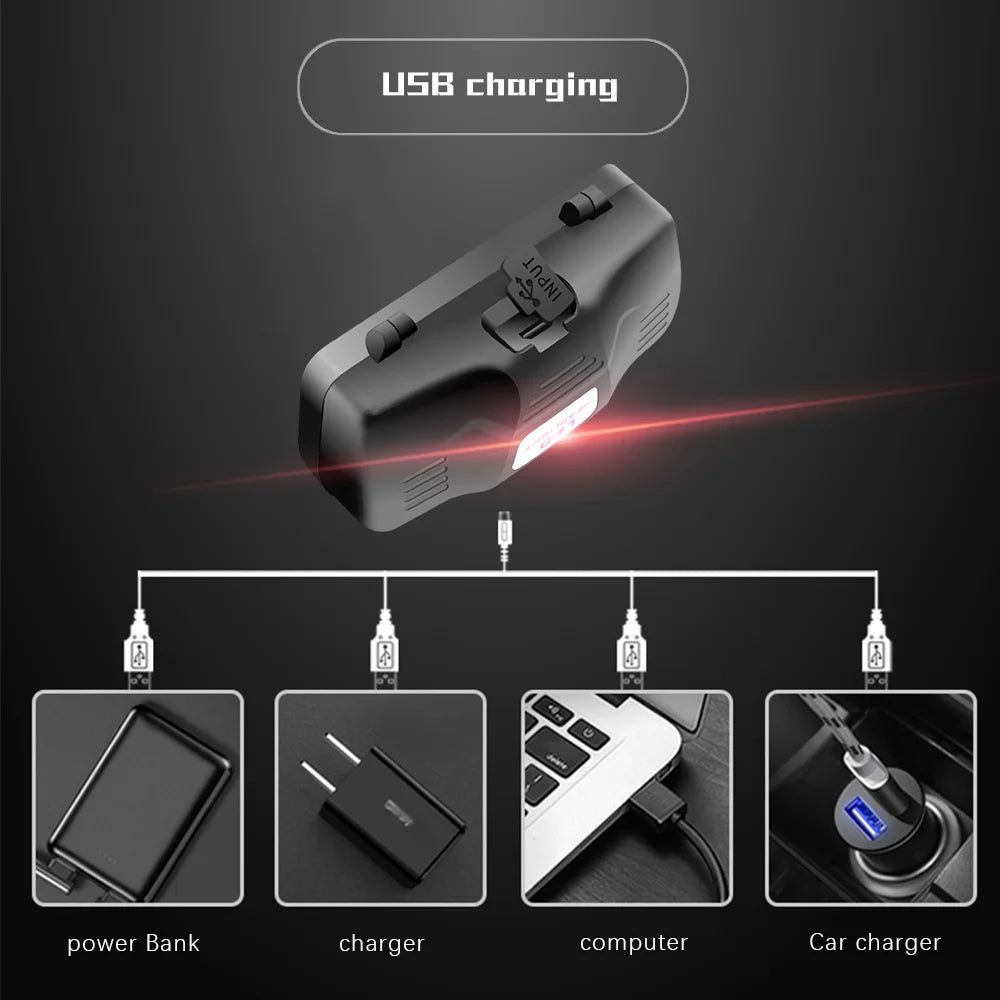 lampe frontale led noir clip modes flash haute bas pêche chasse lumière uv rouge