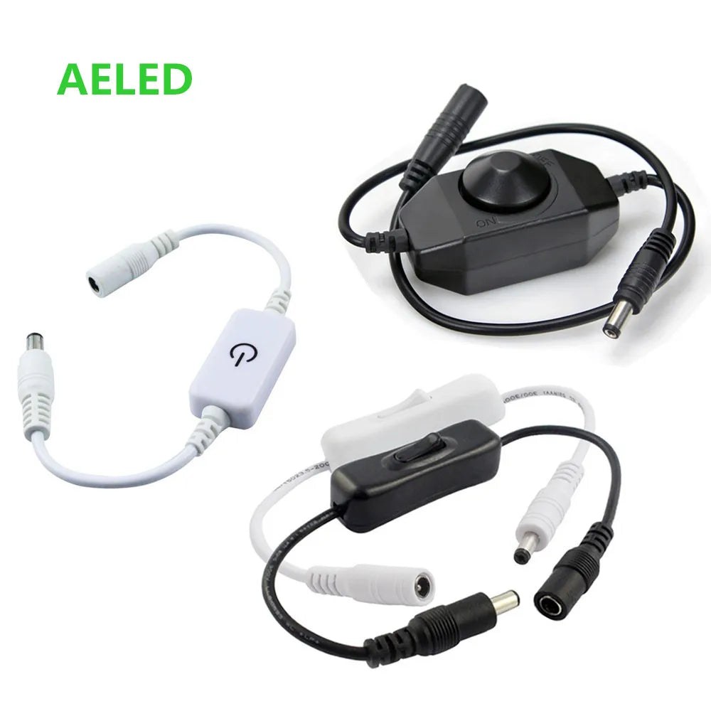 interrupteur led noir blanc switch touch dimmer cable alimentation connecteur dc clips moderne