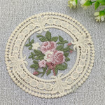 serviettes table vintage broderie florale dentelle beige rose clair environnementales moderne 12cm