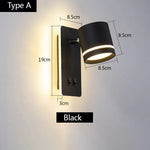 lampe murale moderne noir blanc mat fixée interrupteur ampoules led cuisine chambre coucher entree