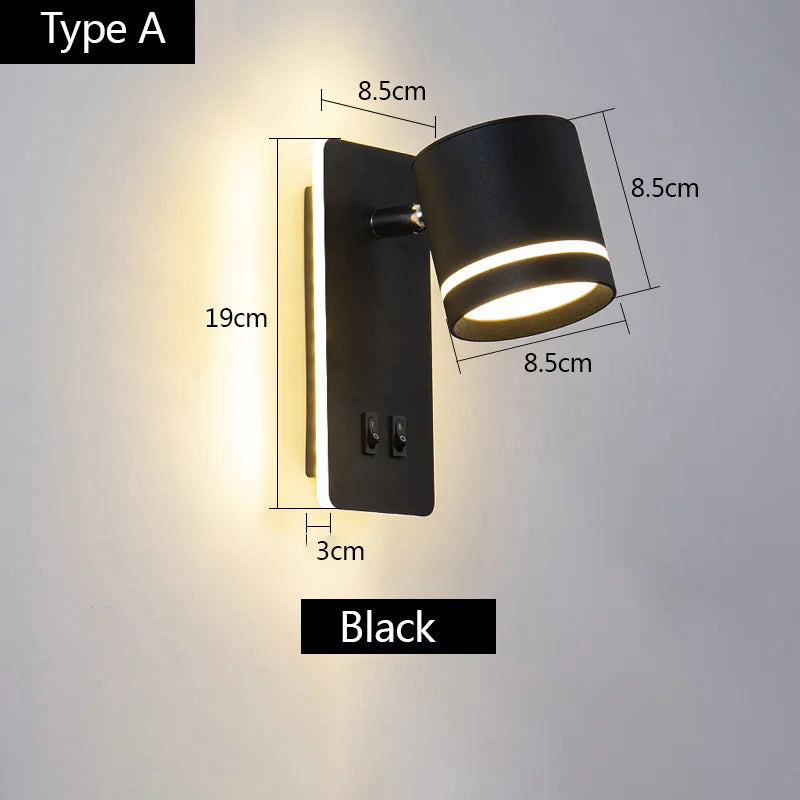 lampe murale moderne noir blanc mat fixée interrupteur ampoules led cuisine chambre coucher entree