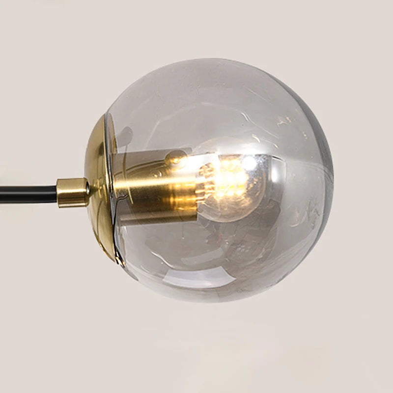 lampe suspension moderne noir doré sphères translucides led restaurant chambre salon