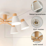 Lustre nordique blanc avec abat-jour en bois