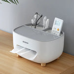 boîte mouchoirs multifonctionnelle blanc moderne rangement compartiments réutilisables respectueux environnement minimaliste pieds simples