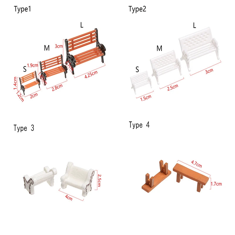 petit banc miniature résine décoratif jardin féerique maison poupée micro paysage