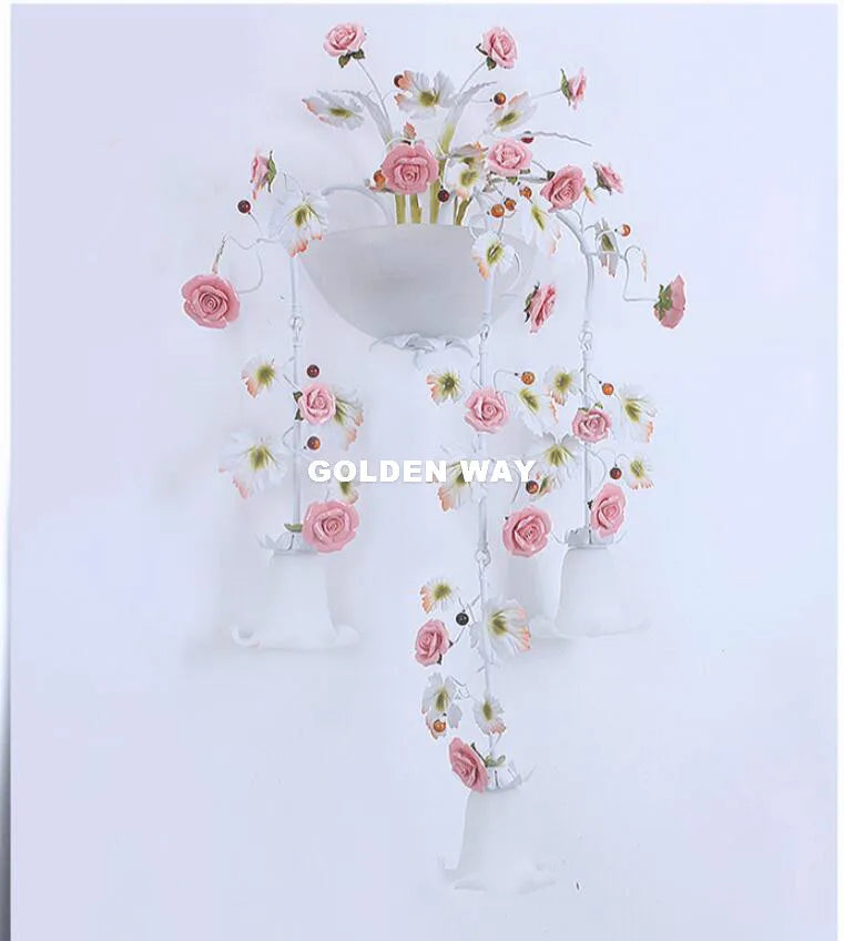 applique murale led florale blanc rose beige romantique classique fixée mur