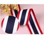 ruban polyester largeur 3cm rouge blanc bleu marine motif rayures classique double face