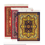 tapis ornements floraux motifs géométriques franges bordures classique rouge bleu violet or blanc