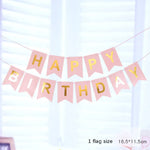 guirlande festivités anniversaire fanions lettres happy birthday couleurs rose bleu vert festive