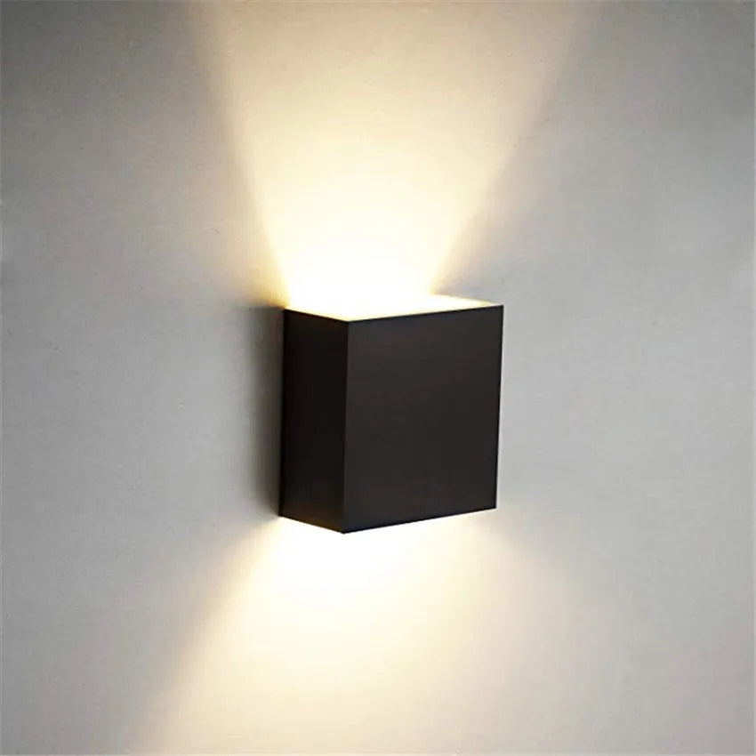 applique murale led moderne 6w noir blanc cube minimaliste chambre cuisine entree salle manger
