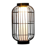 lanterne vintage rustique cage métallique corde noir toile blanche extérieure imperméable éclairage public led