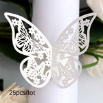 anneau serviettes papier motif papillon floral mariage anniversaire décoration table élégante vàng bạc hồng