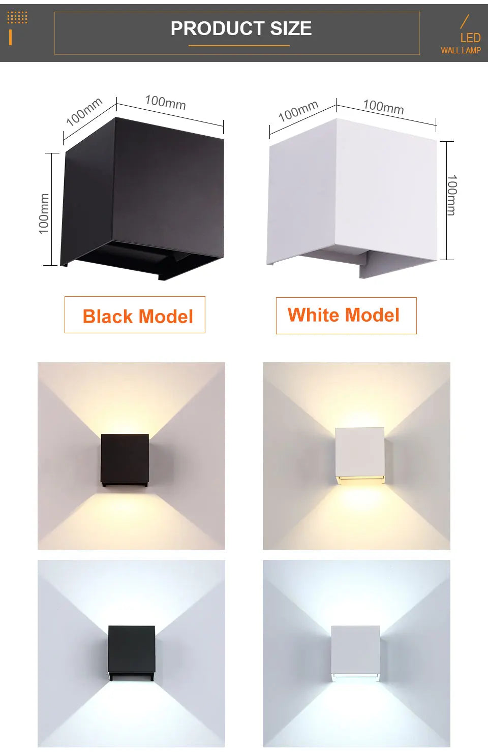 applique murale led noir blanc moderne minimaliste fixée mur contemporaine 12w dimmable 4000k