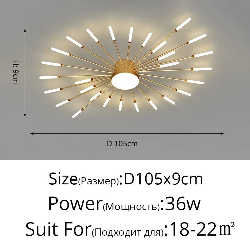 plafonnier moderne or noir lumineux acier alimentation électrique flux lumineux élevé chambre salon