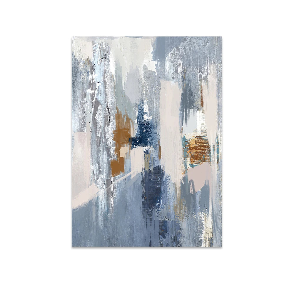 tableau abstrait contemporain bleu gris beige blanc marron peinture toile haut qualité décoration intérieure
