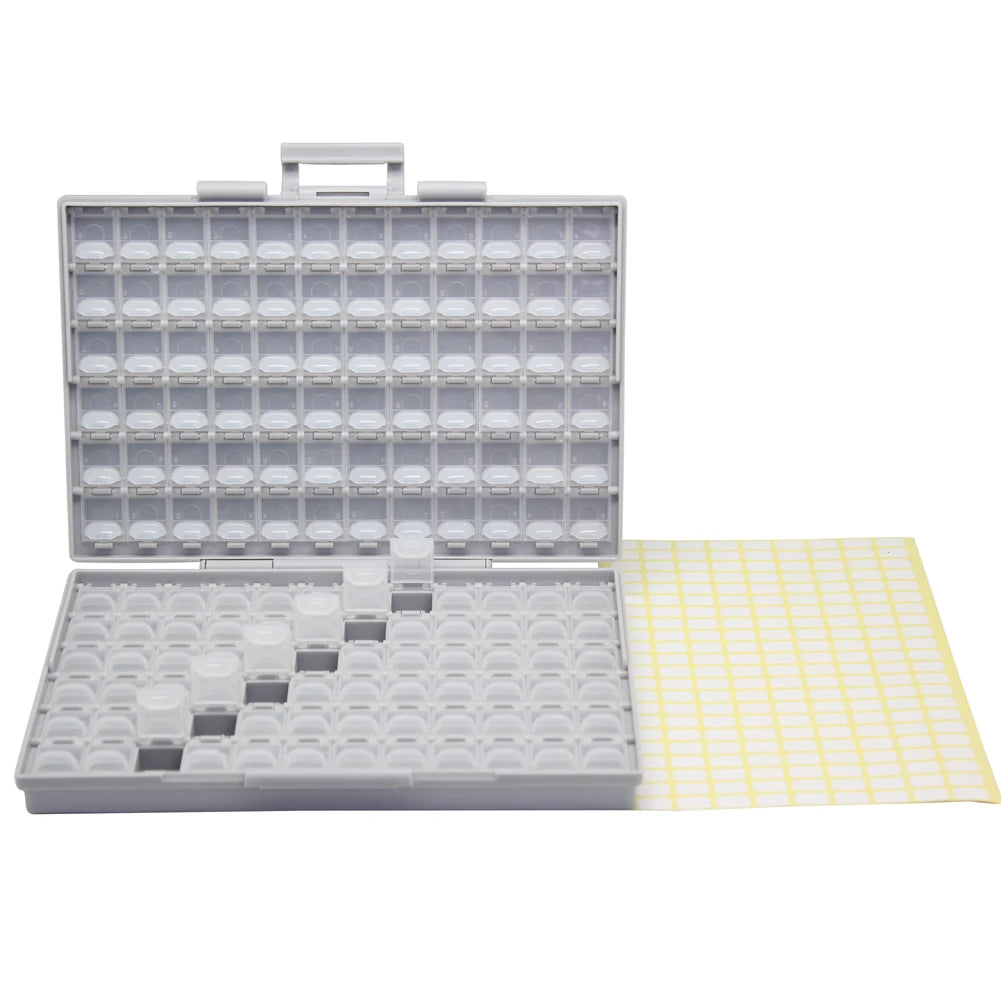 boîtes rangement électronique composants smd résistances condensateurs organisateur utilitaire gris noir plastique