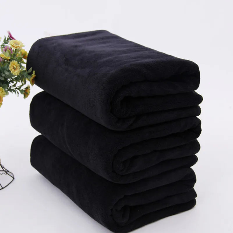 serviette bain microfibre séchage rapide noire rectangulaire 120x200cm moderne compressée absorption élevée lavable