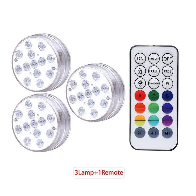 lampe led submersible ip68 13 diodes ronde transparente moderne aimant tasse succion piscine étang