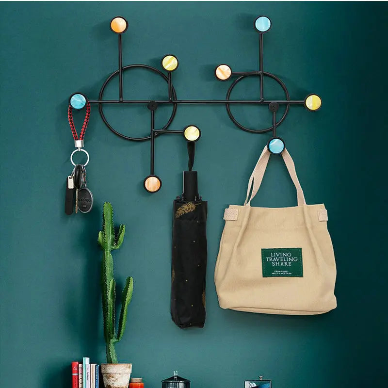 porte manteau mural métal géométrique crochet sac main décoration maison moderne