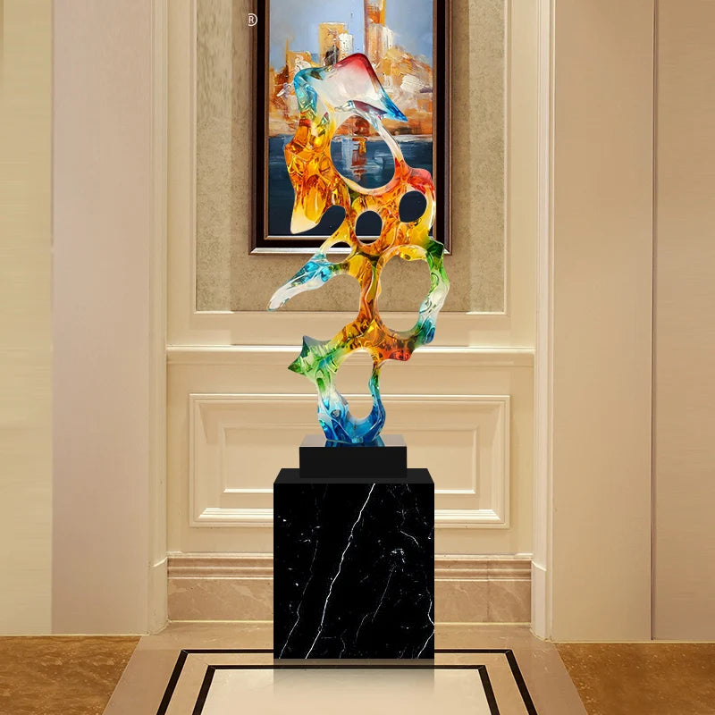 sculpture abstraite résine moderne couleurs vives forme organique intérieur contemporainDecorationMaisonArtVitrineTranslucide