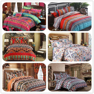 Parure de lit bohème ethnique vintage avec motifs mosaïque - Vue d'ensemble