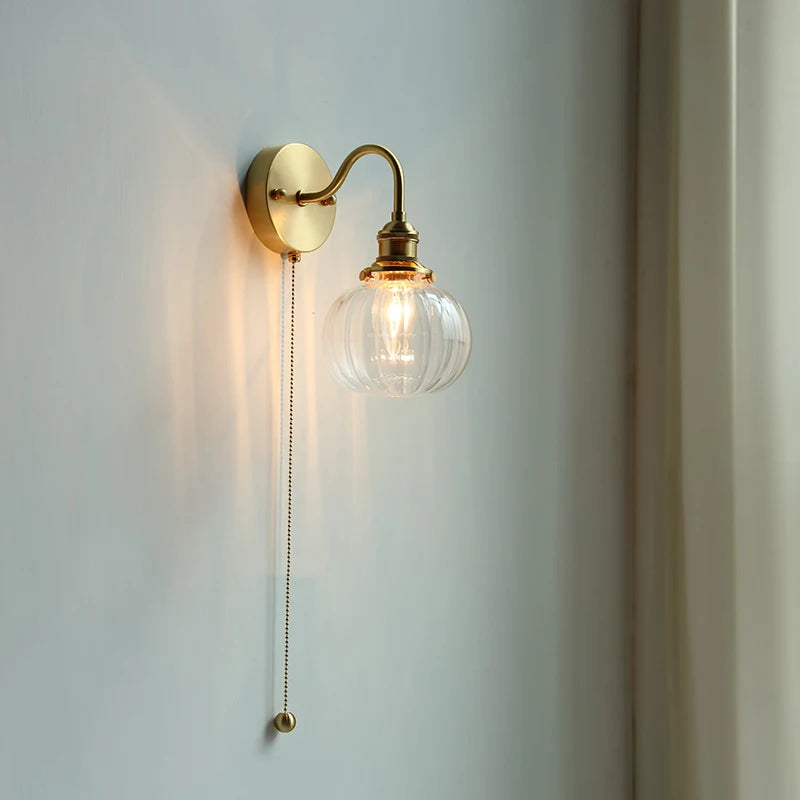lampe murale moderne or transparent interrupteur cordon certification ul ccc cqc vde fcc cem