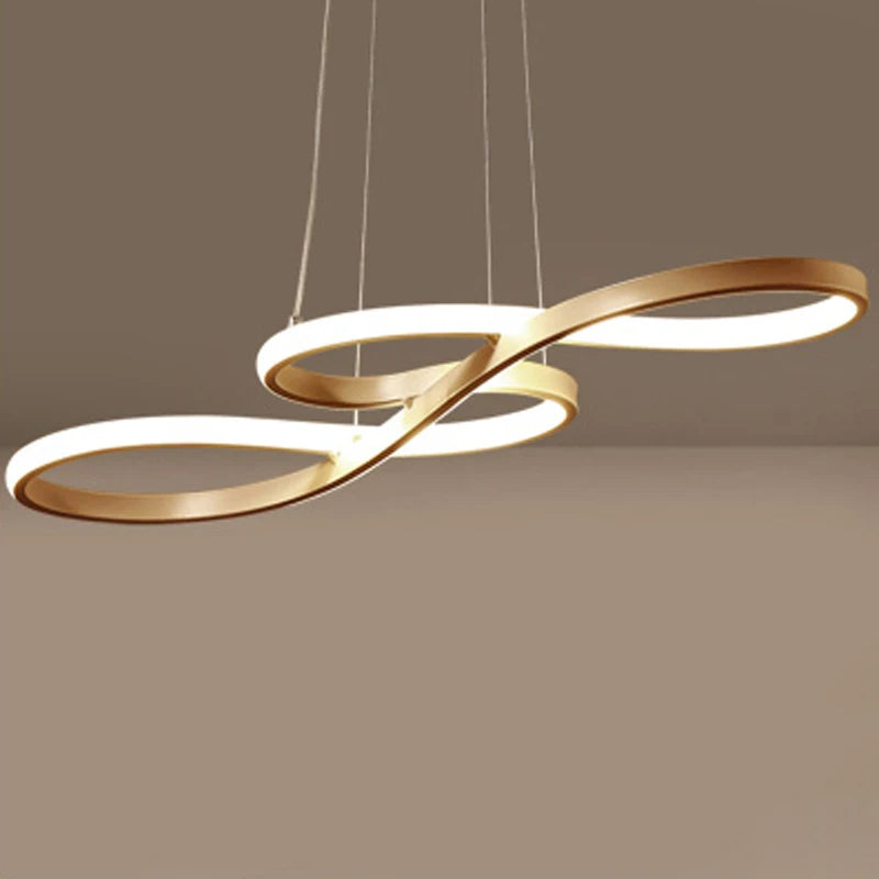Suspension lumineuse moderne or blanc noir contemporain fixée chaînes