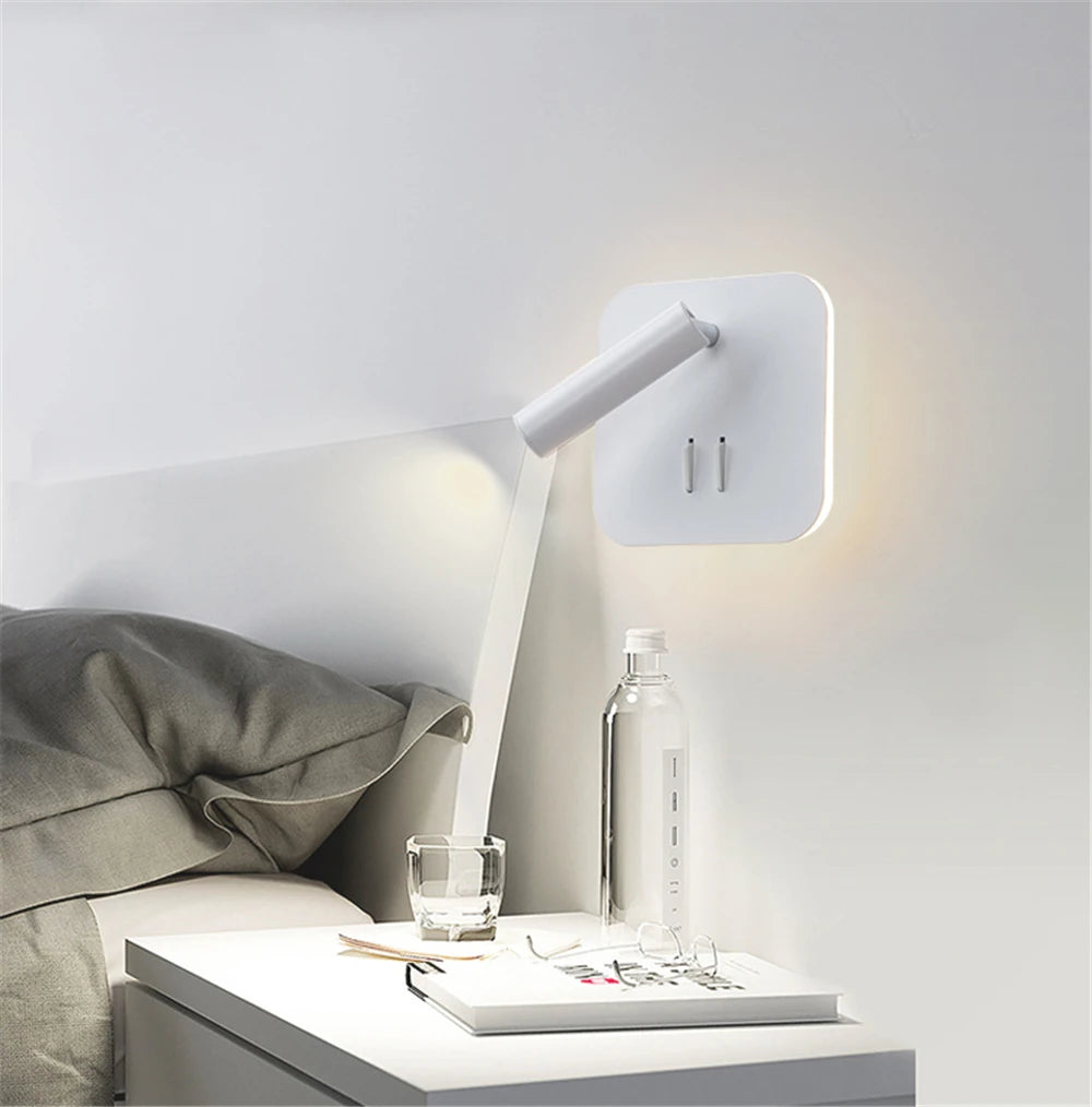 Lampes murales modernes LED blanc noir réglables 220V 110V chambre coucher entrée salle manger