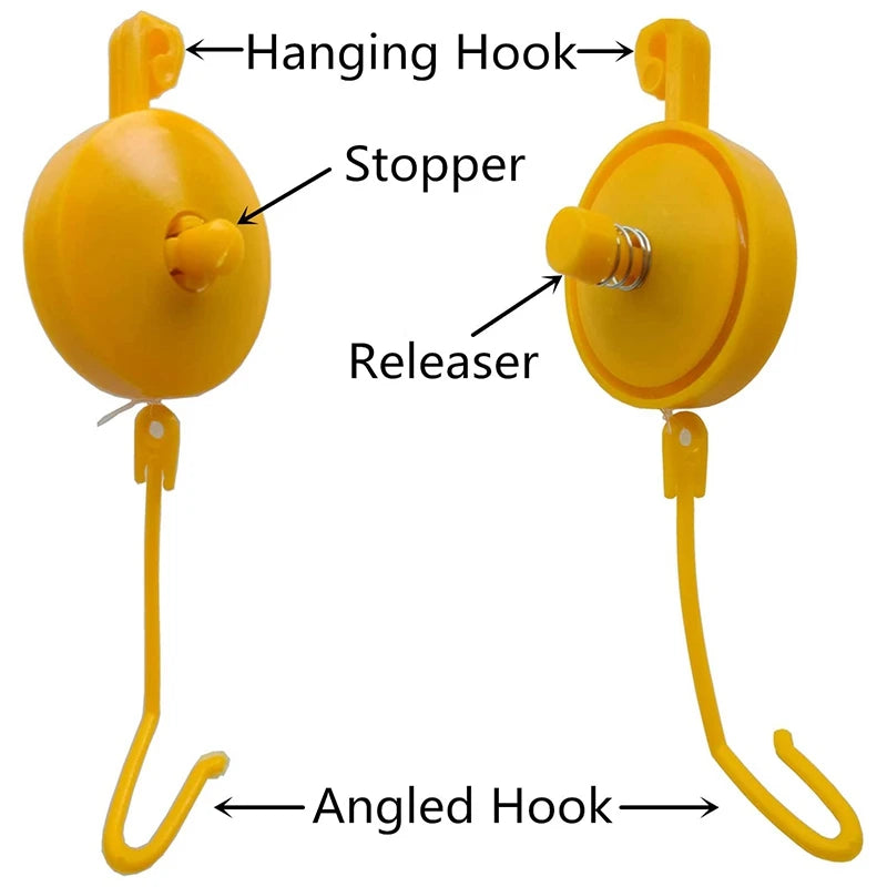 support plante fil rétractable jaune plastique lisse suspension fixations utilitaires