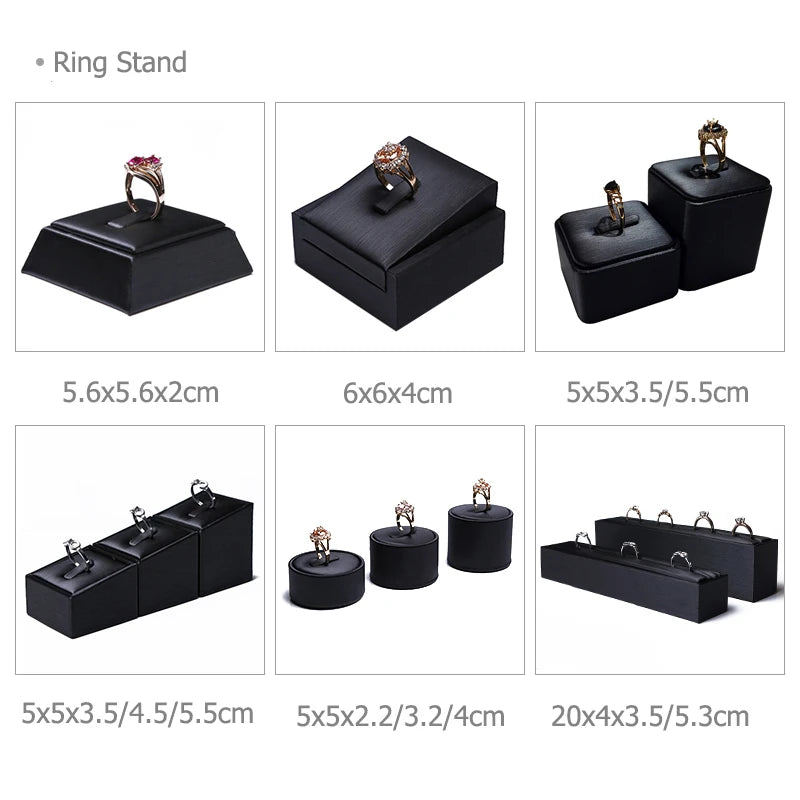 support bague noir clips moderne présentoir bijoux exposant bagues luxe affichage retail organiser vitrine