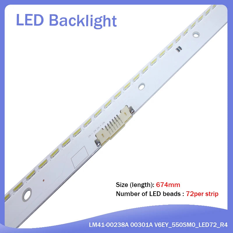 ruban led blanc 72 diodes 674 mm clips modernes téléviseur